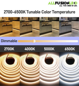 LED Strip Light - 16.4Ft - CCT (2700K-6000K) - 24V - COB - 10mm
